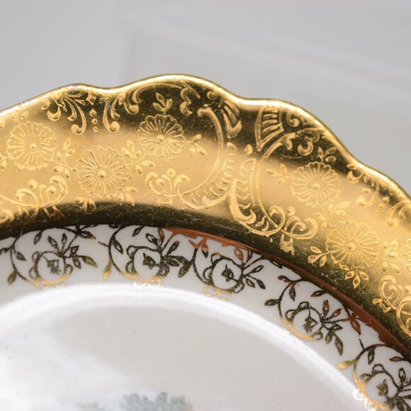 2 VTG Courting Couple Bread & Butter Dessert Plates Square 22 KT Gold Trim 6.5" - Picture 11 of 16